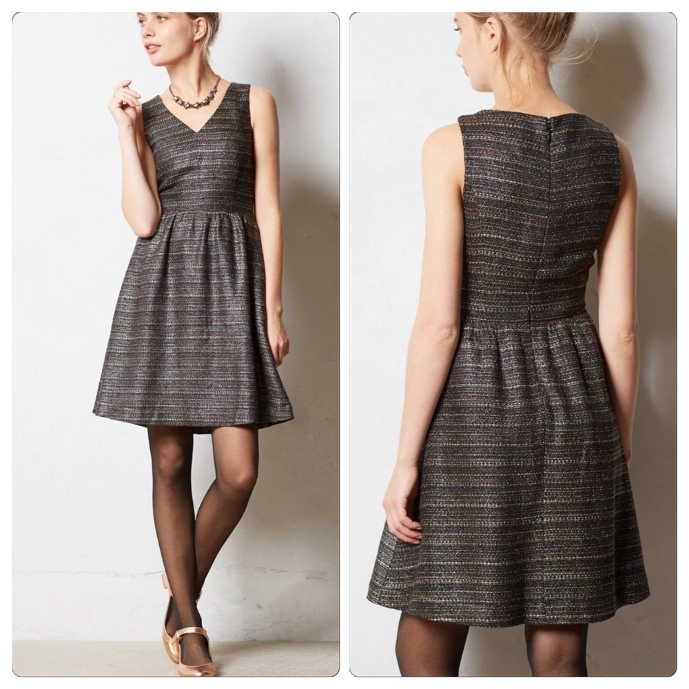 Anthropologie Black and Gold Sleeveless Dress